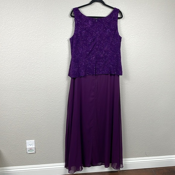 New Alex Evenings Purple Lace Overlay Gown Maxi Dress MOTB Plus Size 16W - Picture 5 of 13